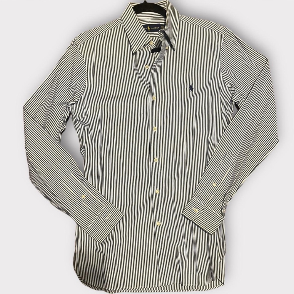 Ralph Lauren Men's Navy and White Striped Shirt